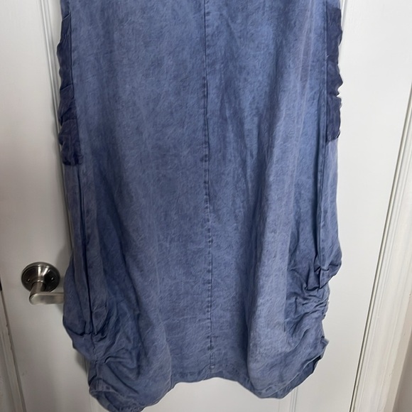 Luna Luz Lagenlook Sleeveless Pocket Washed Linen Dress - Picture 10 of 13